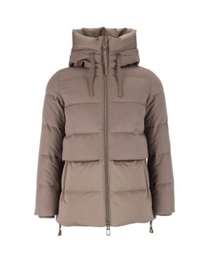 DUNO Quilted Hooded Adjustable Down Coat - Brown