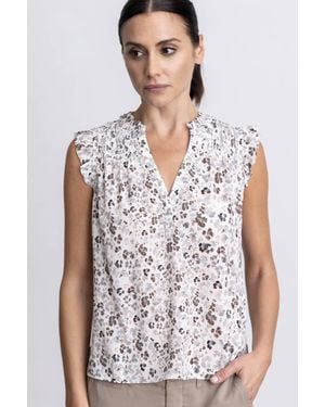 Go> By Go Silk Sleeveless Girly Crinkle Silk Blouse - White