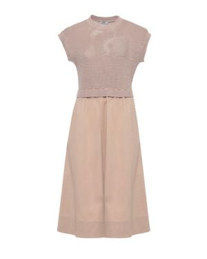 Peserico Textured Cotton Midi Dress With Half-Sleeve Top - Pink