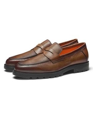 Santoni Rock Lugsole Penny Loafer - Brown