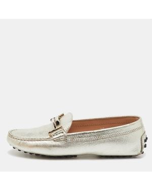 Tod's Leather Double T Slip On Loafers - White