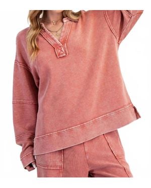 Easel Boho Long Sleeve Top - Pink