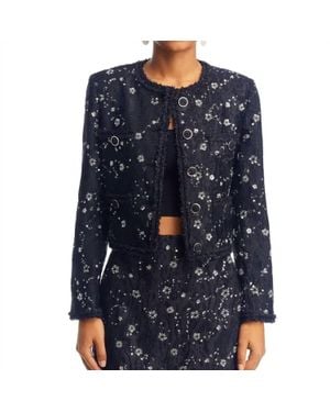 MILLY Rounded Beaded Neckline Blazer - Blue