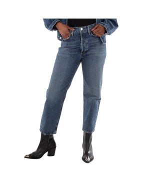 Agolde Ladies Imagine Med Dark 90S Crop Mid Rise Straight Jeans - Blue