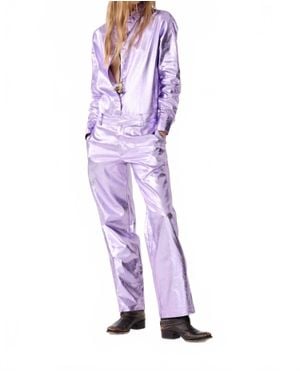 Lanhtropy Astro Metallic Linen Pants - Purple