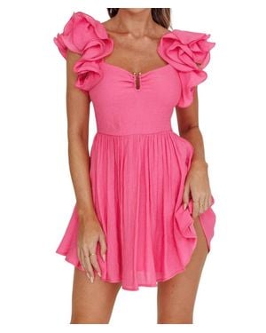 One And Only Collective Ruffled Sleeve Mini Dress - Pink