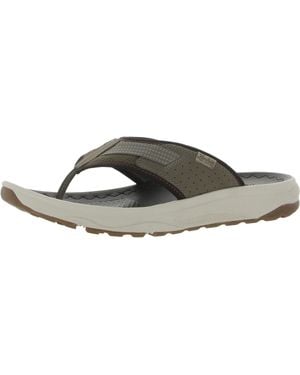 Florsheim Treadlite Cushioned Footbed Leather Thong Sandals - Black