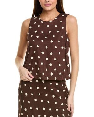1.STATE Crewneck Linen-Blend Tank - Brown