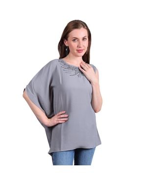 TRUEDAMES Stylish Caftan Top For Lightweight Elegant Relaxed Fashion - Gray