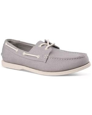 Club Room Elliot 100184110Mn Canvas Comfort Casual Boat Shoes Zpo3759 - White