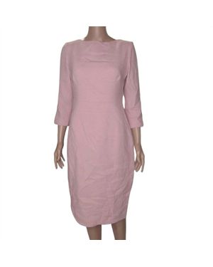 Lela Rose Wool Crepe Half Sleeve Midi Shift Dress - Purple