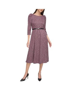 Calvin Klein Geometric Polyester Wear To Work Dress - Purple