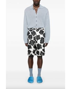 Marni Luna Silk Twill Shorts - Blue