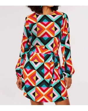 Apricot Stevie Geo Print Dress - Red