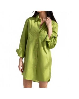 Care Tucker Basic Preslie Poplin Shirt Mini Dress - Green