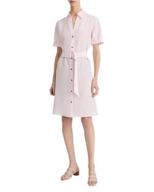 Vince Cuffed Sleeve Belted Shirt Dress - Pink