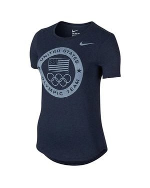 Nike Team Usa Olympic T-Shirt Graphic Dri-Fit Performance Ups1219 - Blue