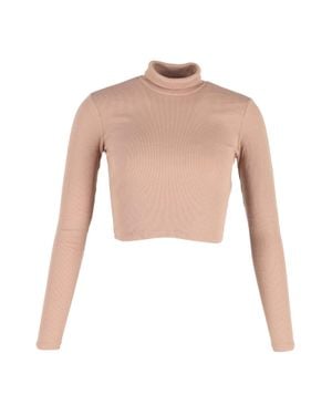 Reformation Davy Cropped Ribbed Turtleneck Tee - White