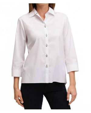 Foxcroft Blouse With Stitching - White