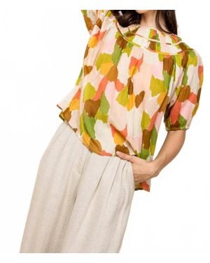 Thml Krista Abstract Multi Color Short Sleeve Top - Green