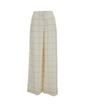 Dusan Checked Wide-Leg Pants - White