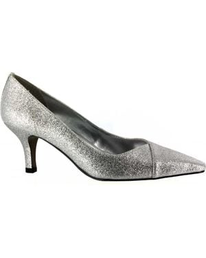 Easy Street Chiffon Pumps Glitter Kitten Heel Htat554 - Gray