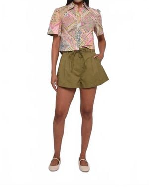 LOVE THE LABEL Jamie Button Front Top - Natural