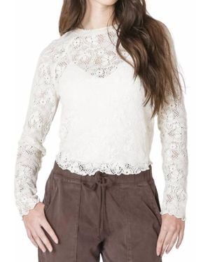 Dex Exposed Seam Lace Top - White