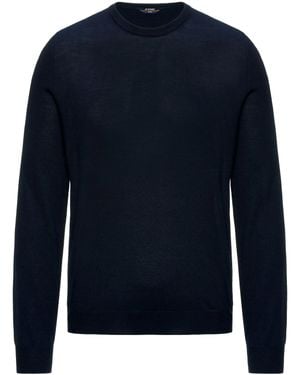 K-Way Sebastien Wool Silk Cashmere Crewneck Sweater - Blue