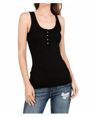 Crown Jewel Hollywood Henley Tank - Black