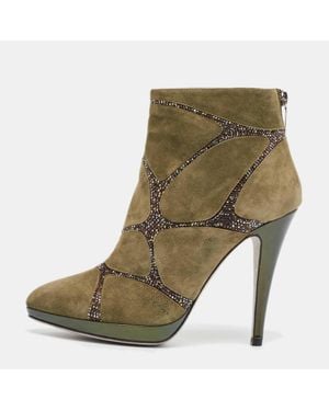 Rene Caovilla René Caovilla Suede Ankle Length Boots - Green