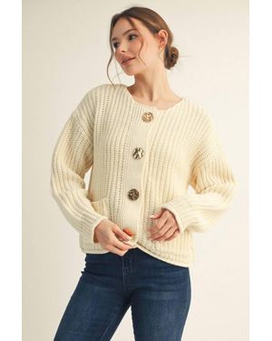 Jodifil Button Sweater Cardigan - Natural
