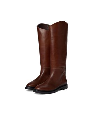 Steve Madden Gaige Boots Leather Round Toe Knee High Zogg65 - Brown