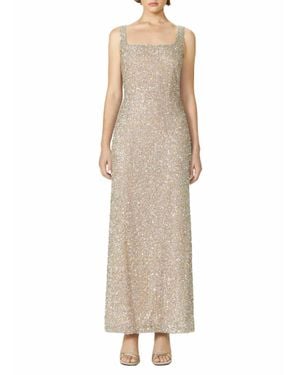 Costarellos Harper Sequin Column Gown - Natural