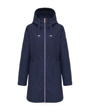 Colmar Perforated Fabric Hooded Jacket With Drawstrings - Blue