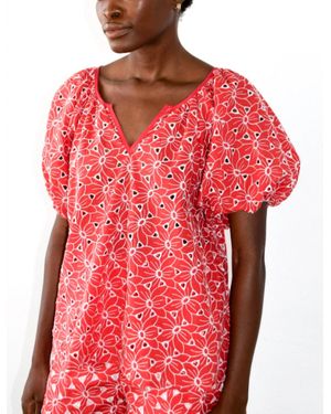 Never A Wallflower Gathered Eyelet V-Neck Top