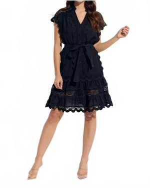 oolala Vertical Wiggle Short Dress With Slip - Blue