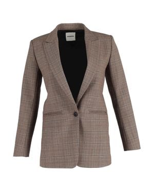 Sandro Sandro Jada Plaid-Check Single-Breasted Blazer - Brown