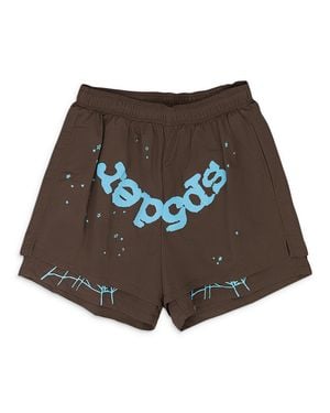 Sp5der Og Web Double Layer Shorts - Brown