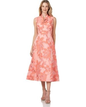 Kay Unger Metallic Maxi Evening Dress - Pink