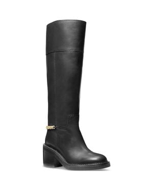 MICHAEL Michael Kors 40F4Clmb5L Chain Leather Knee-High Boots - Black