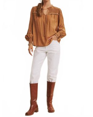 In February Ruffle High Neck Blouse - White