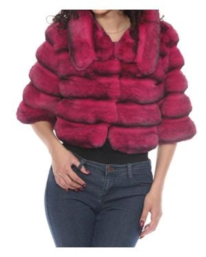 Belle Fare Premium Cropped Faux Fur Coat - Red