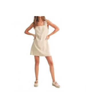 Miou Muse Linen Square Neck Mini Dress - Natural