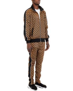 TRUEDAMES Rich Checkered Track Pants - Brown