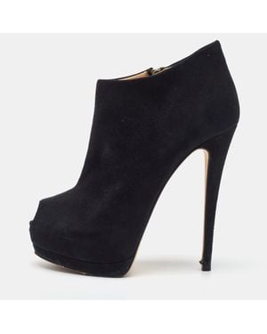 Giuseppe Zanotti Suede Peep Toe Platform Ankle Booties - Blue