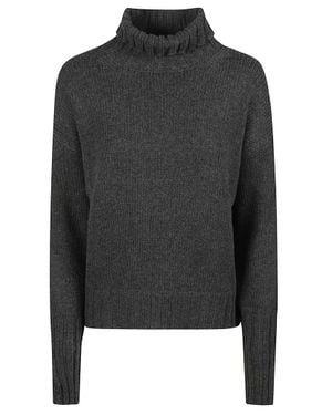 Aragona Ribbed Cropped Cashmere Turtleneck Sweater - Black