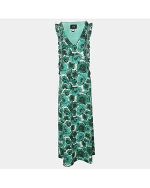 Roberto Cavalli Floral Print Jersey Sleeveless Maxi Dress - Green