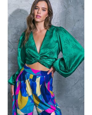 TRUEDAMES Darling Personality Woven Top - Green
