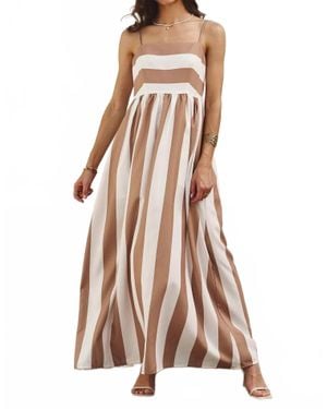 Urban Daizy Vertical Stripe Smocked Back Maxi Dress - Pink